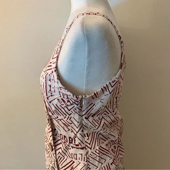 Forever 21 Printed Geometric Side Button Front Linen Rayon Blend Mini Dress - Picture 7 of 12